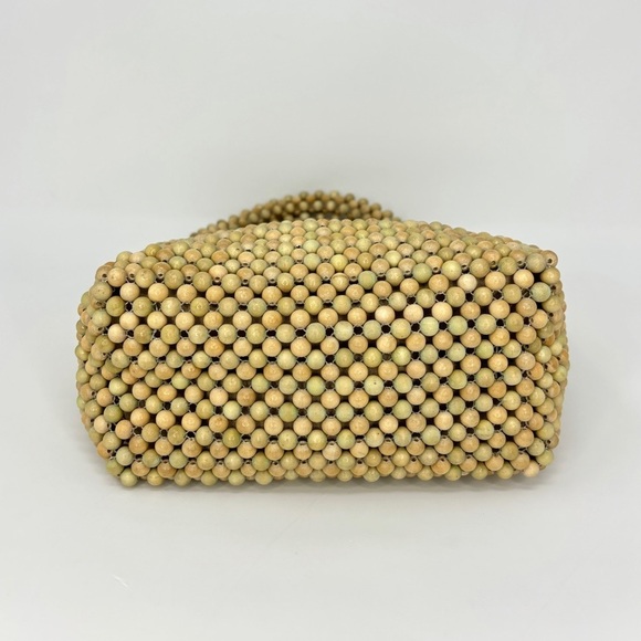 Loeffler Randall Mina Neutral Wood Beaded Mini Tote Bag Beach Bag - Picture 5 of 7